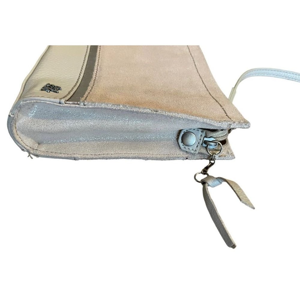 The Sak Glitter Rose Gold Leather Zipper Closure Handbag Crossbody - Picture 10 of 12